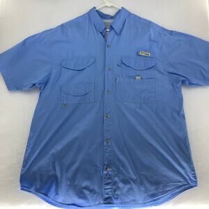 Columbia PFG Bonehead Short Sleeve Fishing Shirt Men's XL (Approx) Blue Vented
